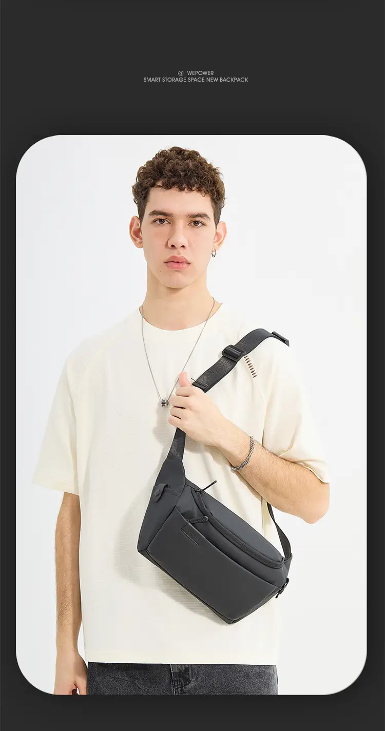 Men's Black Crossbody Bag with Adjustable Strap — feature 7