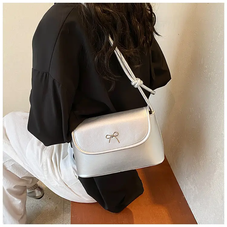 Korean Style Bow Bag for Women Silver Single Shoulder — feature 10