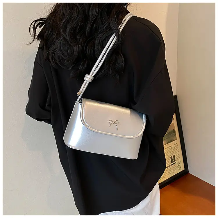 Korean Style Bow Bag for Women Silver Single Shoulder — feature 11