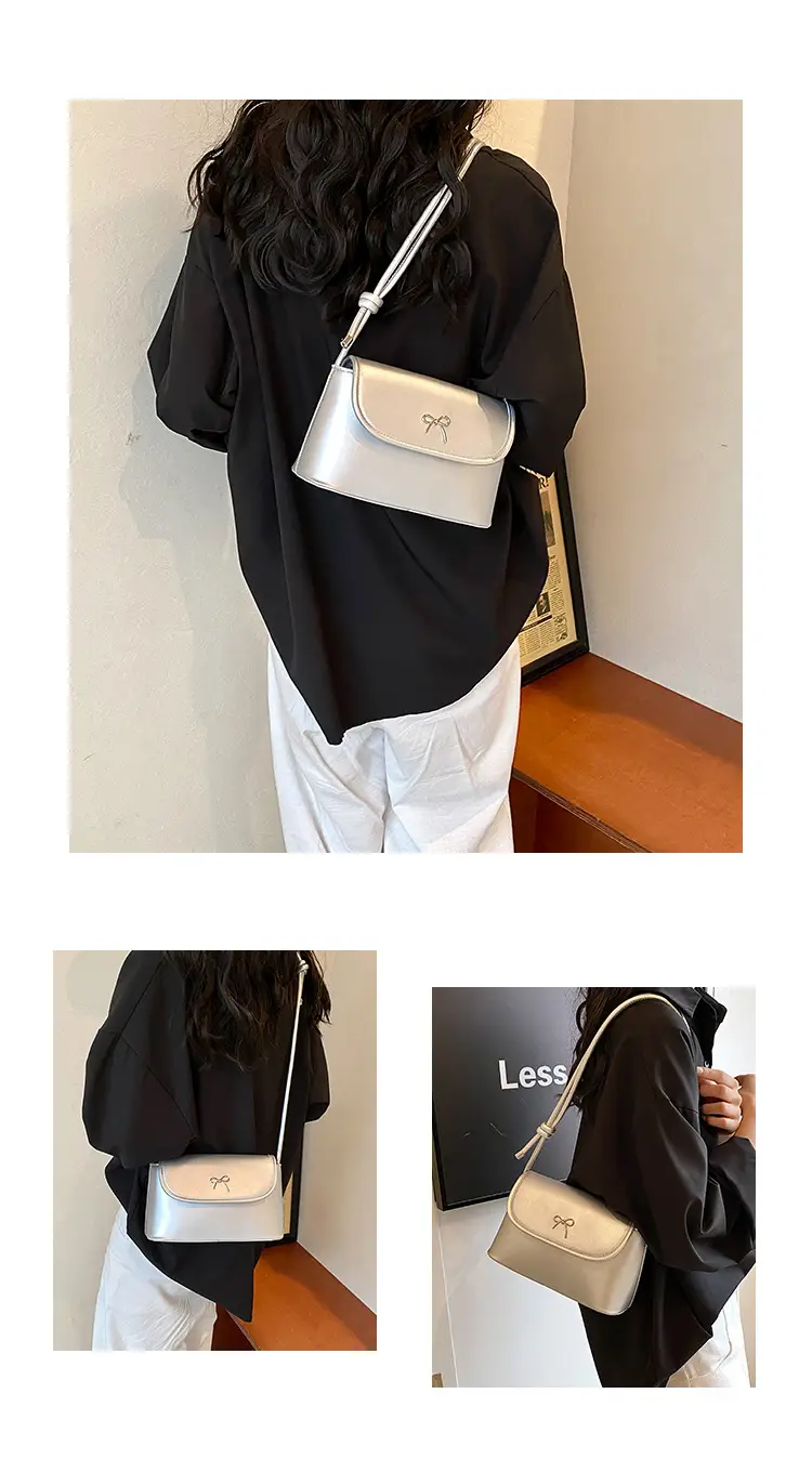 Korean Style Bow Bag for Women Silver Single Shoulder — feature 21