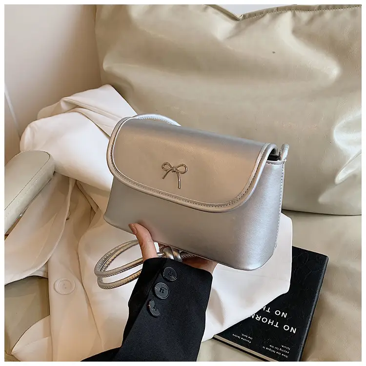 Korean Style Bow Bag for Women Silver Single Shoulder — feature 23