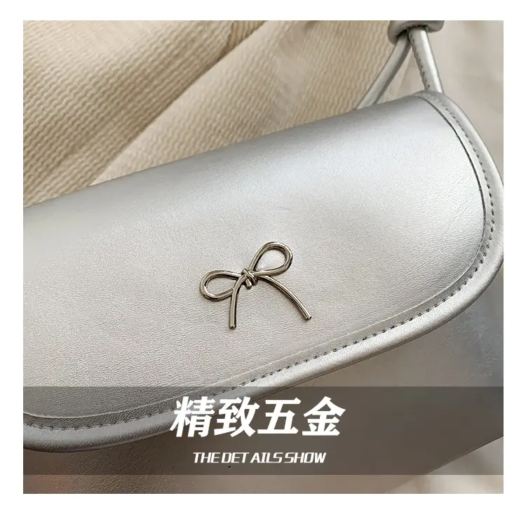 Korean Style Bow Bag for Women Silver Single Shoulder — feature 6