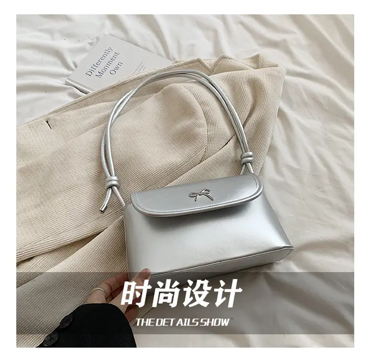 Korean Style Bow Bag for Women Silver Single Shoulder — feature 7