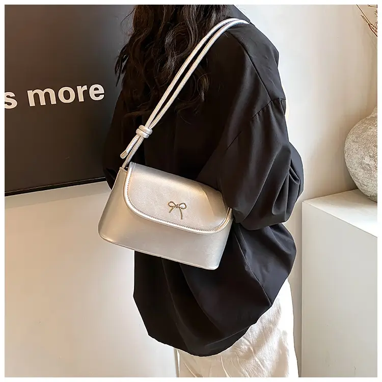 Korean Style Bow Bag for Women Silver Single Shoulder — feature 9