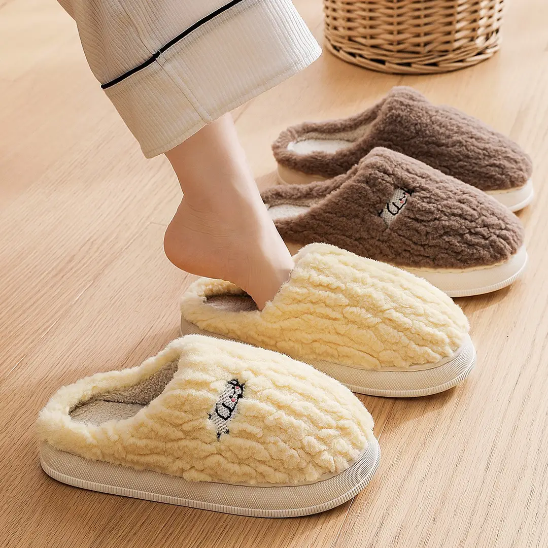 Furry Cotton Slippers for Women, Winter 2026 New Model, Indoor Plush Warm Thick-Soled Couple Slippers for Men, Autumn and Winter - Image 8