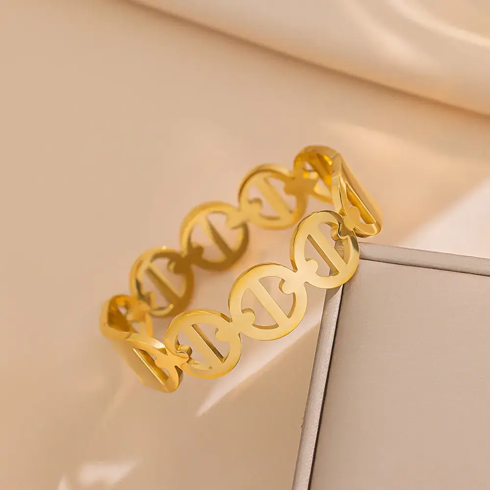 Titanium Steel Bracelet Gold White European American