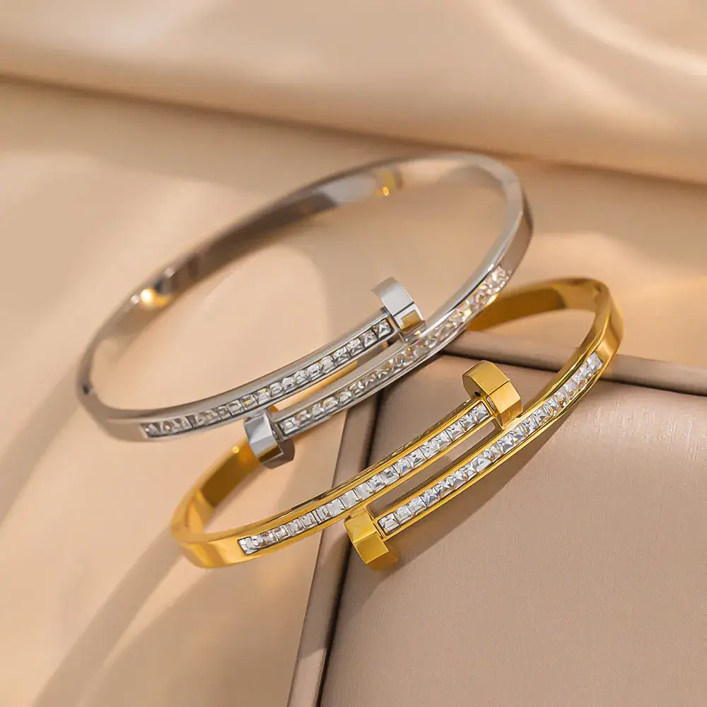 Titanium Steel Bracelet Gold White European American