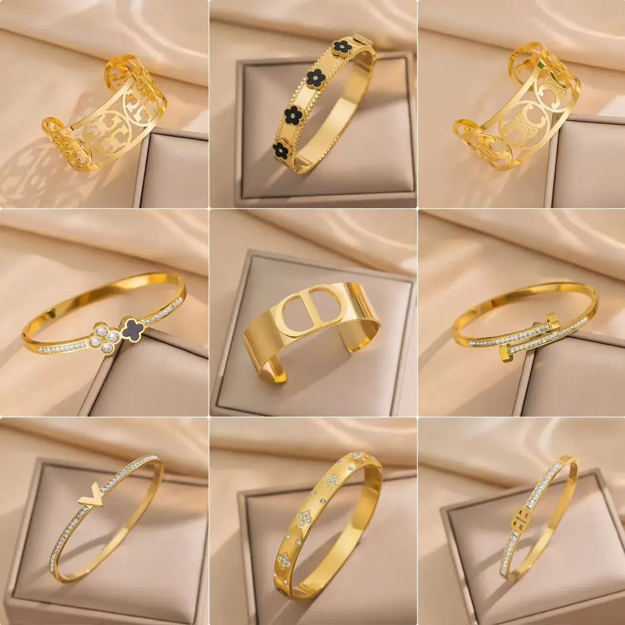 Titanium Steel Bracelet Gold White European American — feature 3