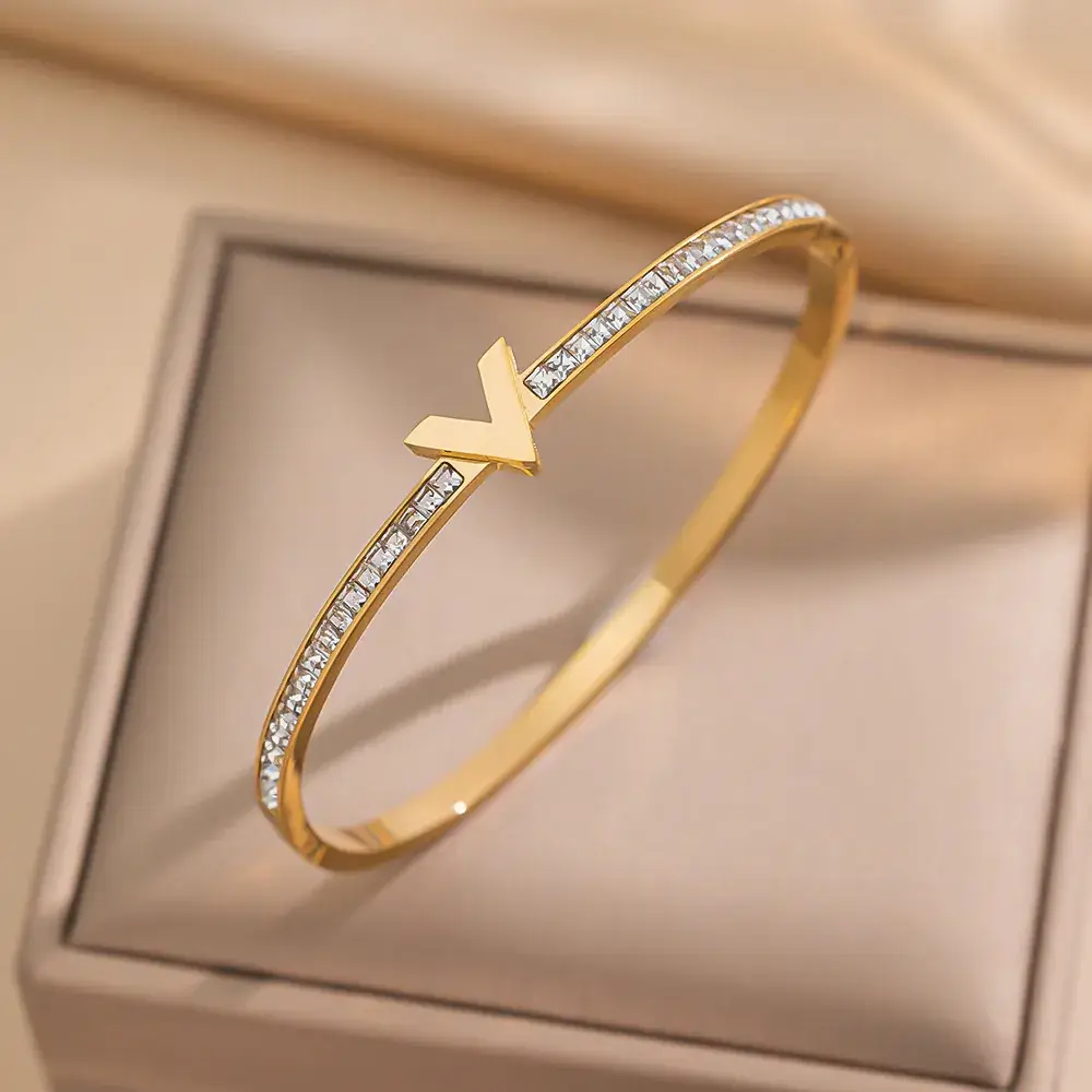 Titanium Steel Bracelet Gold White European American