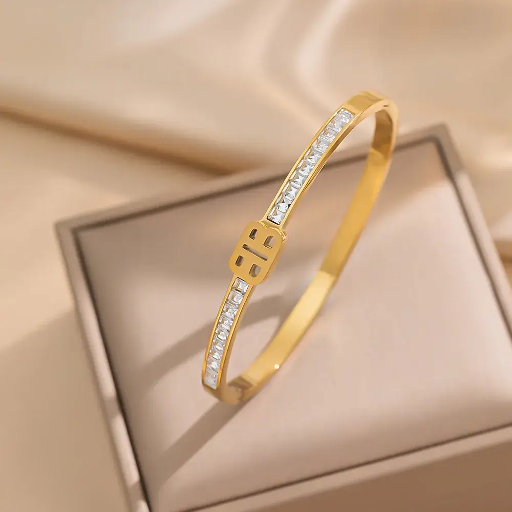 Titanium Steel Bracelet Gold White European American