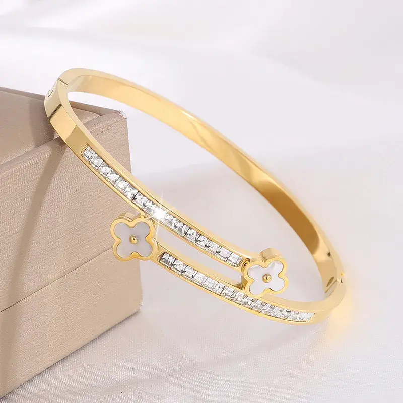 Titanium Steel Bracelet Gold White European American