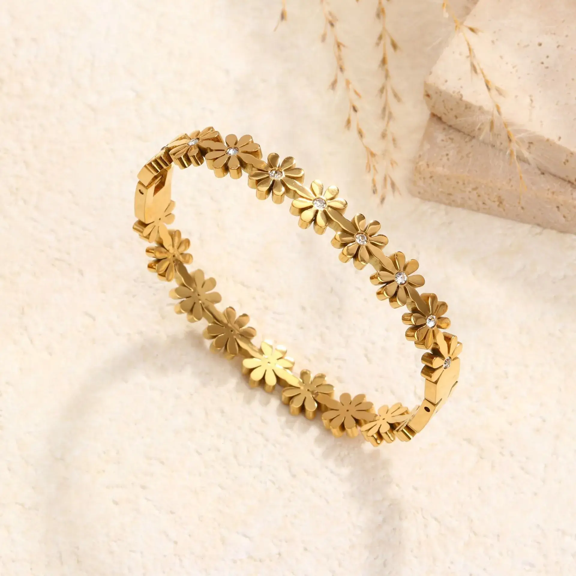 Titanium Steel Bracelet Gold White European American