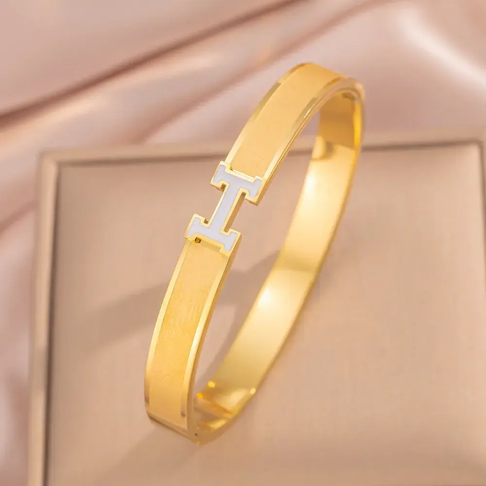 Titanium Steel Bracelet Gold White European American