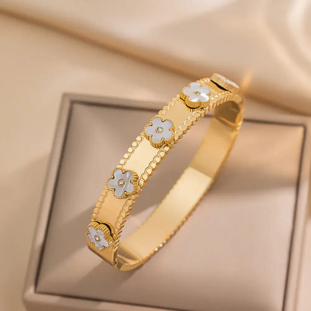Titanium Steel Bracelet Gold White European American