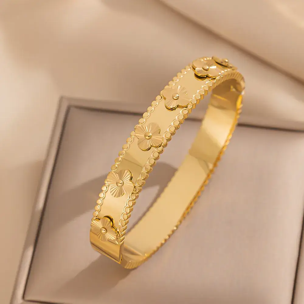 Titanium Steel Bracelet Gold White European American