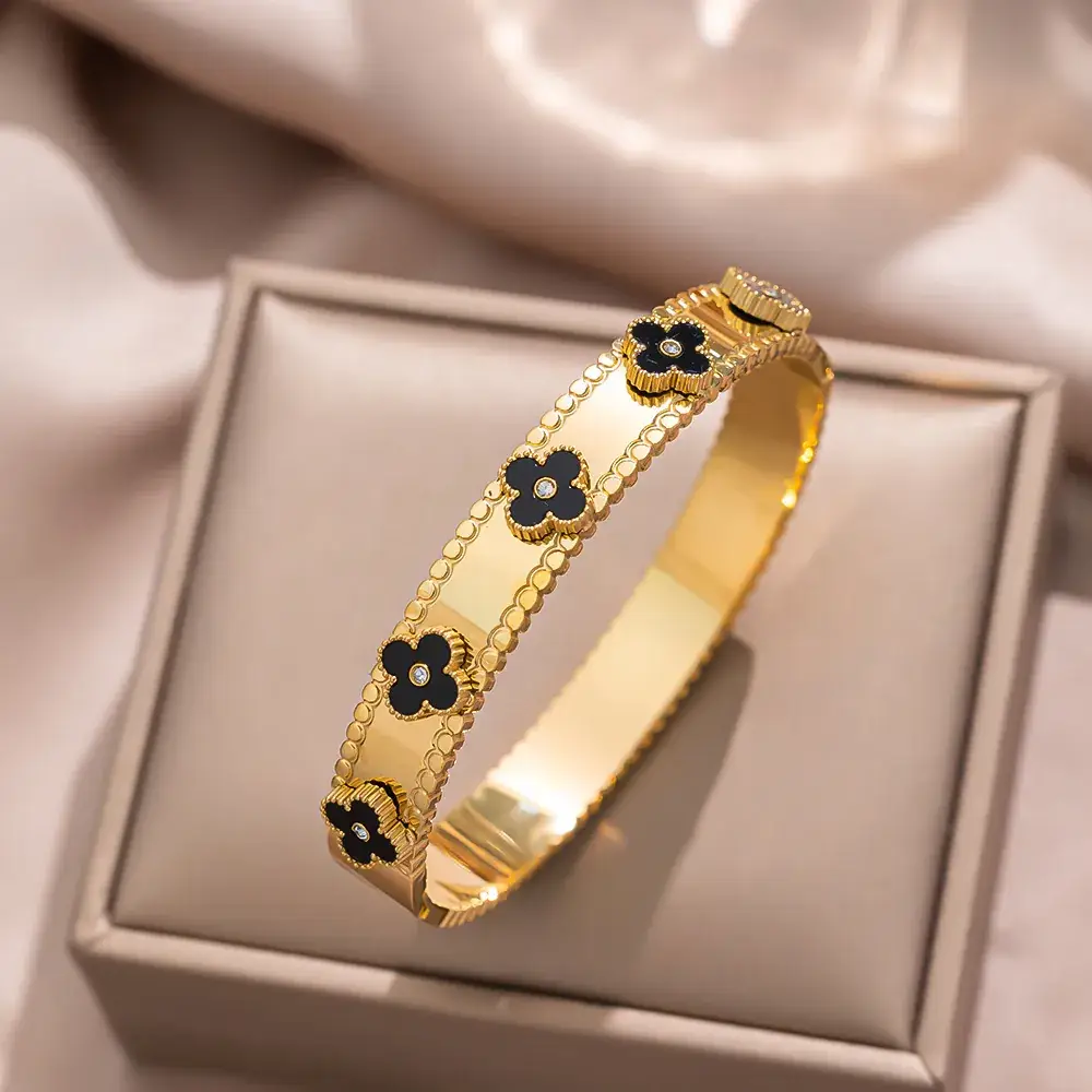 Titanium Steel Bracelet Gold White European American
