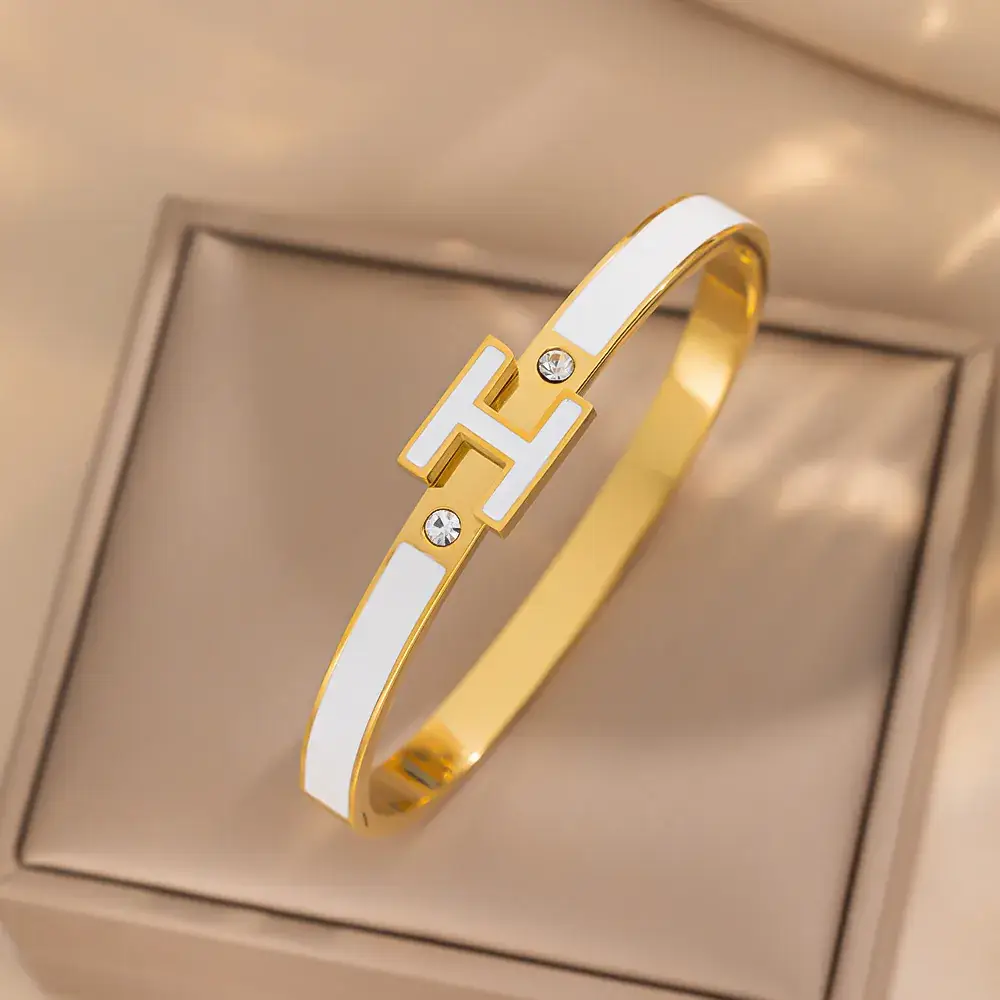 Titanium Steel Bracelet Gold White European American