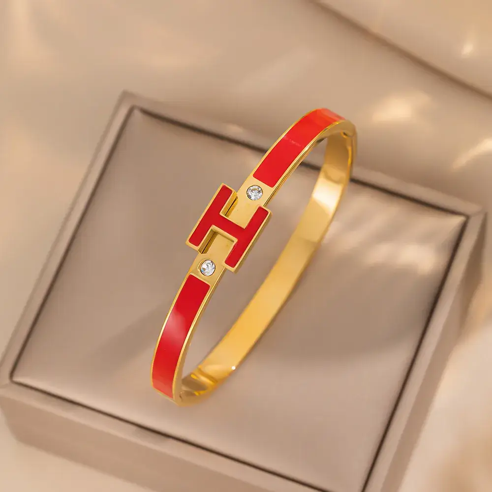 Titanium Steel Bracelet Gold White European American