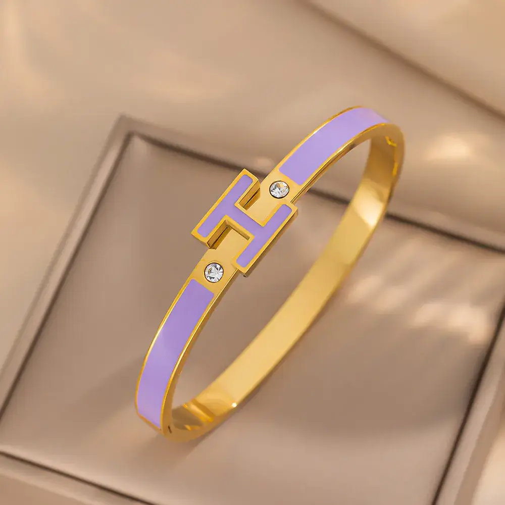 Titanium Steel Bracelet Gold White European American