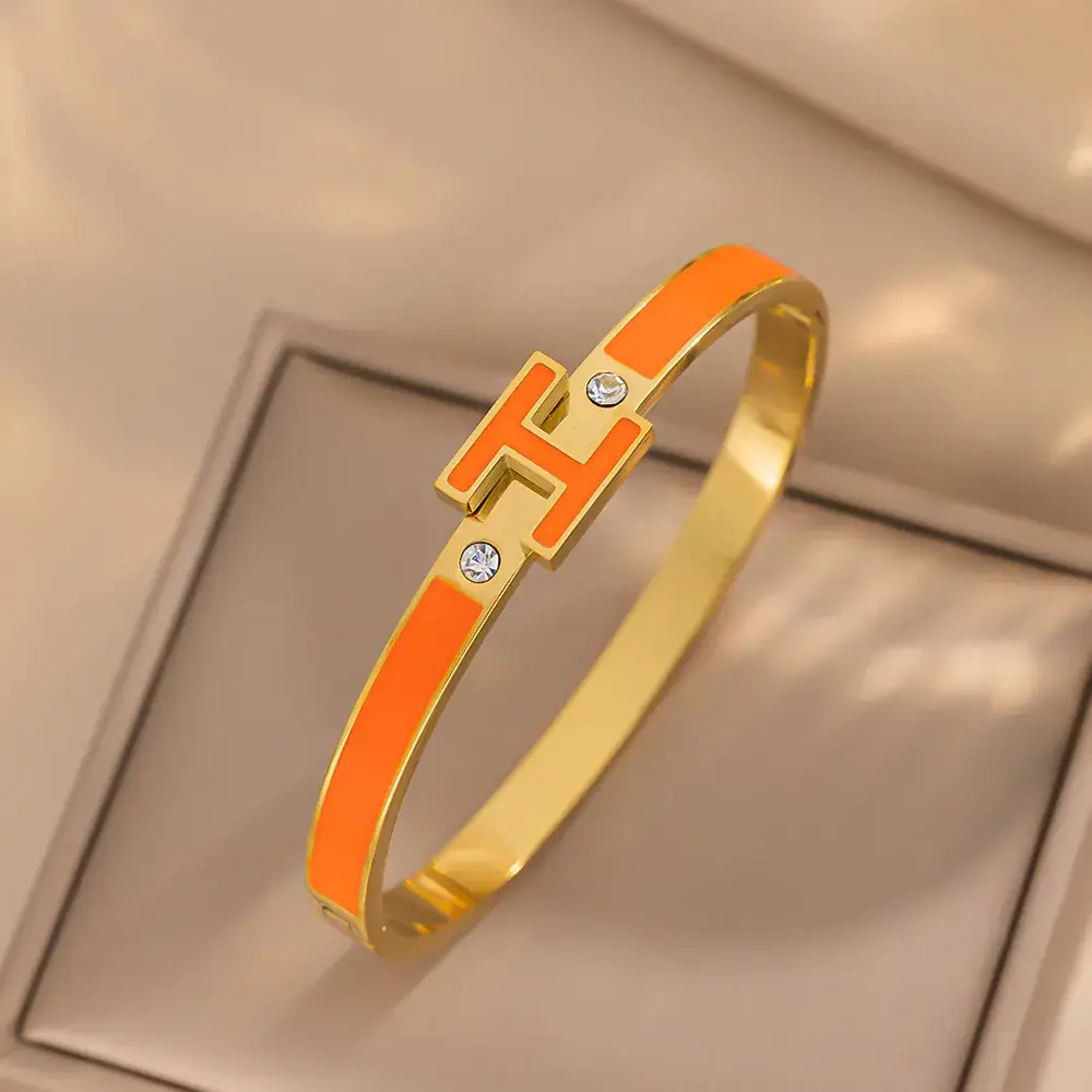Titanium Steel Bracelet Gold White European American