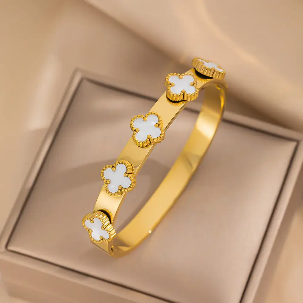 Titanium Steel Bracelet Gold White European American