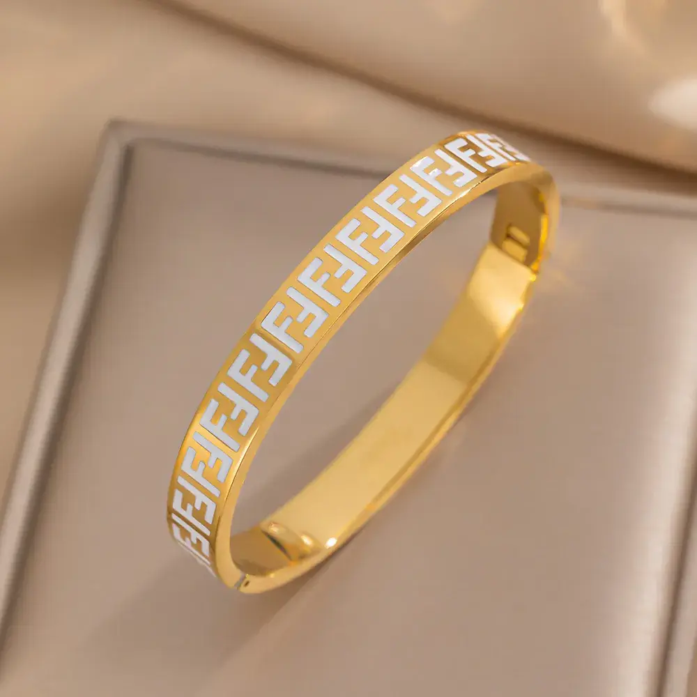 Titanium Steel Bracelet Gold White European American