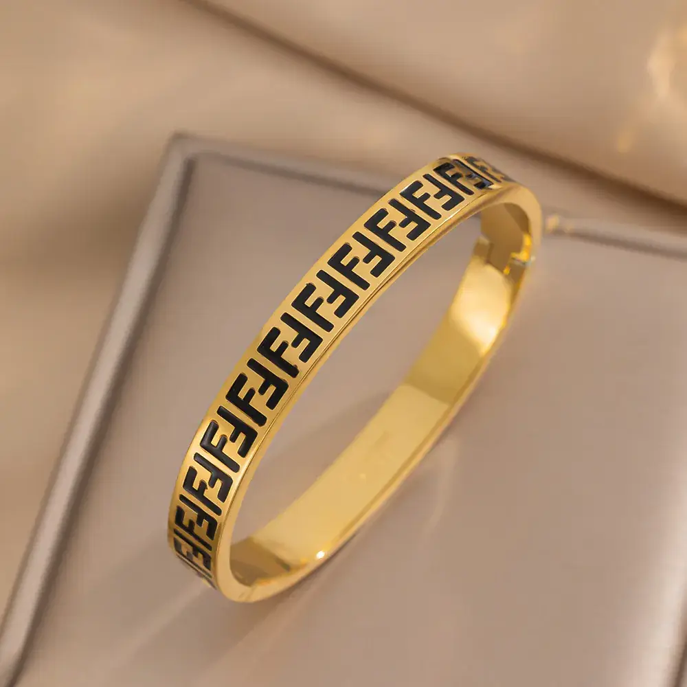 Titanium Steel Bracelet Gold White European American