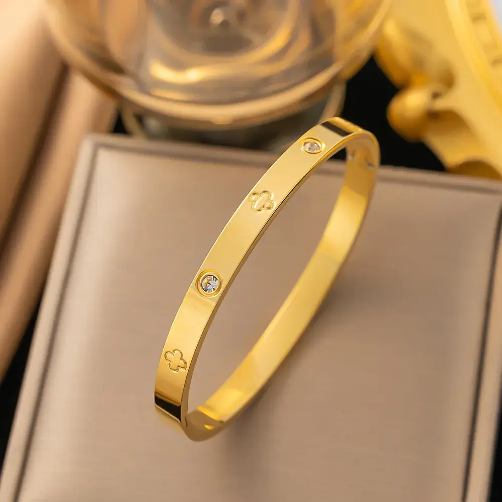 Titanium Steel Bracelet Gold White European American