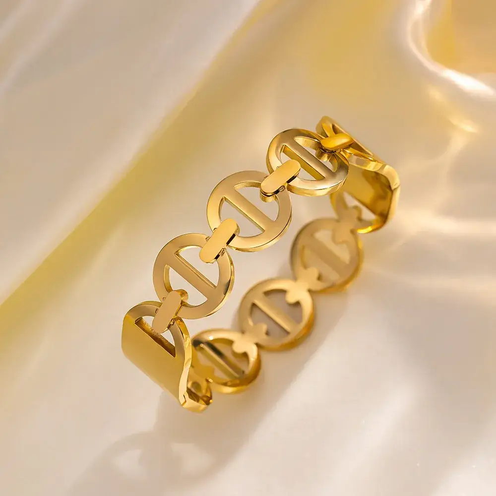 Titanium Steel Bracelet Gold White European American