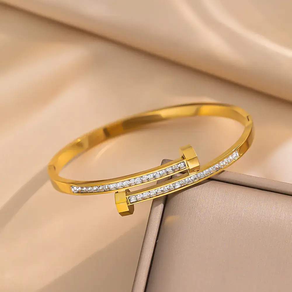 Titanium Steel Bracelet Gold White European American