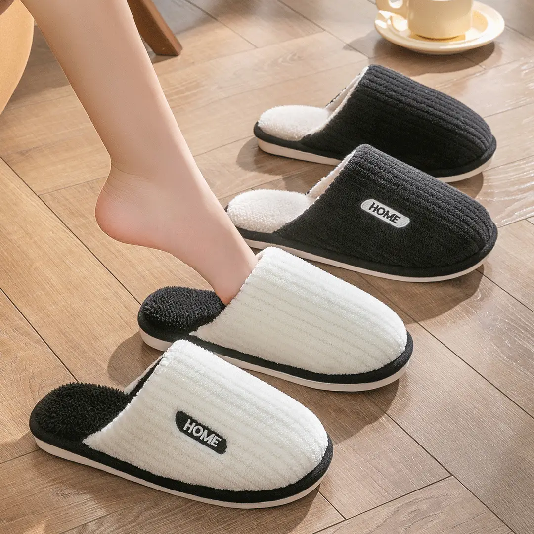 Cotton Slippers for Men, Winter 2026 New Style, Indoor Home Non-Slip Couple's Warm Furry Slippers for Women, Autumn and Winter - Image 3