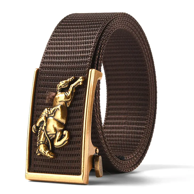 Men's Gold Toothless Automatic Belt with Lion Design - Image 2