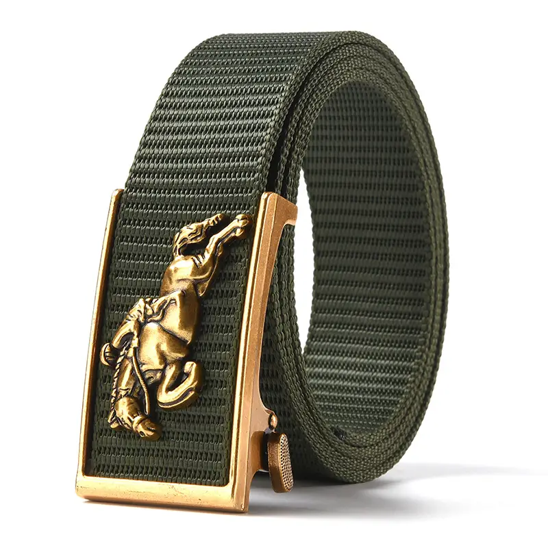 Men's Gold Toothless Automatic Belt with Lion Design - Image 3