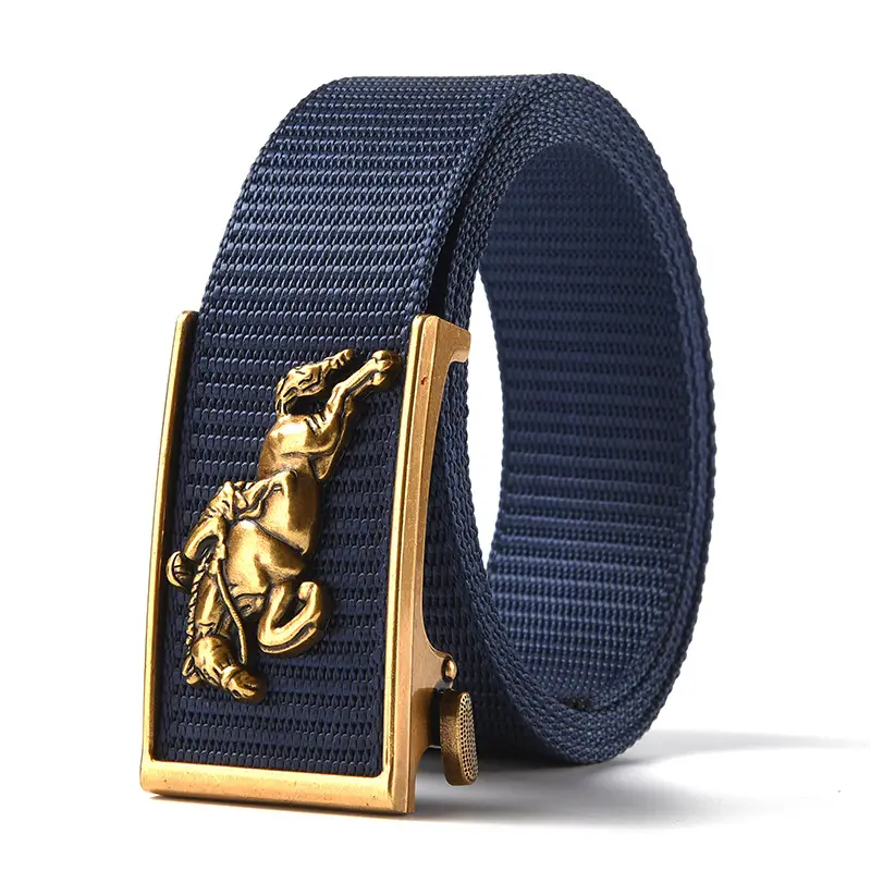 Men's Gold Toothless Automatic Belt with Lion Design - Image 4