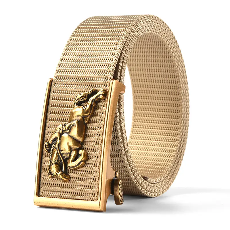 Men's Gold Toothless Automatic Belt with Lion Design - Image 5