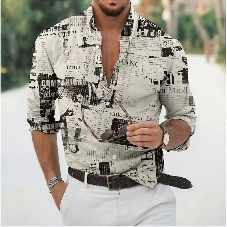 3D Leopard Print Long Sleeve Shirt for Men - Image 17