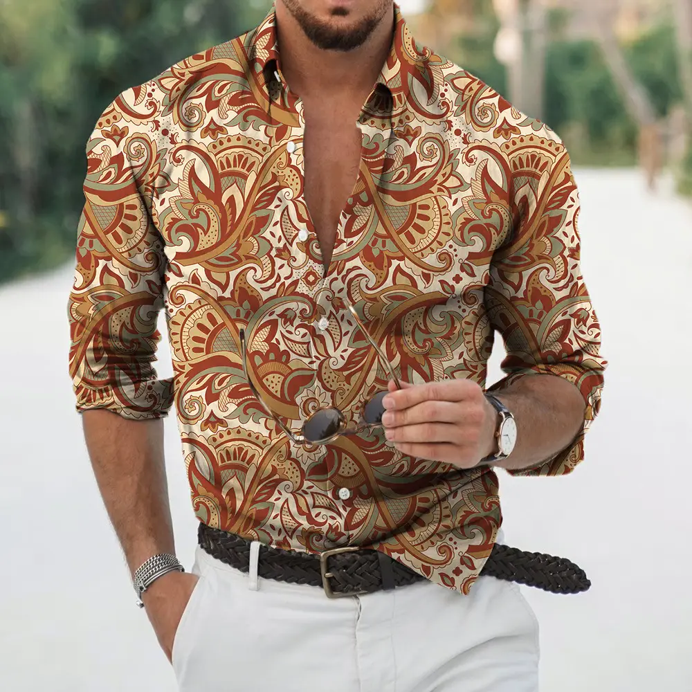 3D Leopard Print Long Sleeve Shirt for Men - Image 5