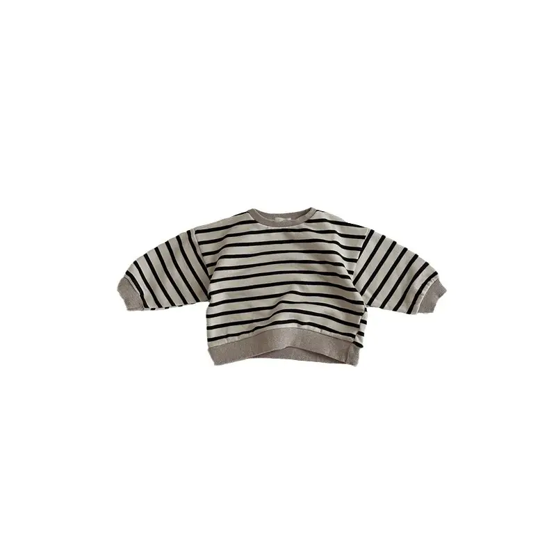 Kids Striped Long Sleeve T-Shirt & Grey Pants Set 2025 Spring Korean Style - Image 6