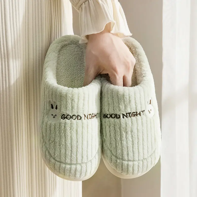 Lidani cotton slippers home indoor warm floor non-slip mute couple thick bottom cotton slippers 27128 - Image 4
