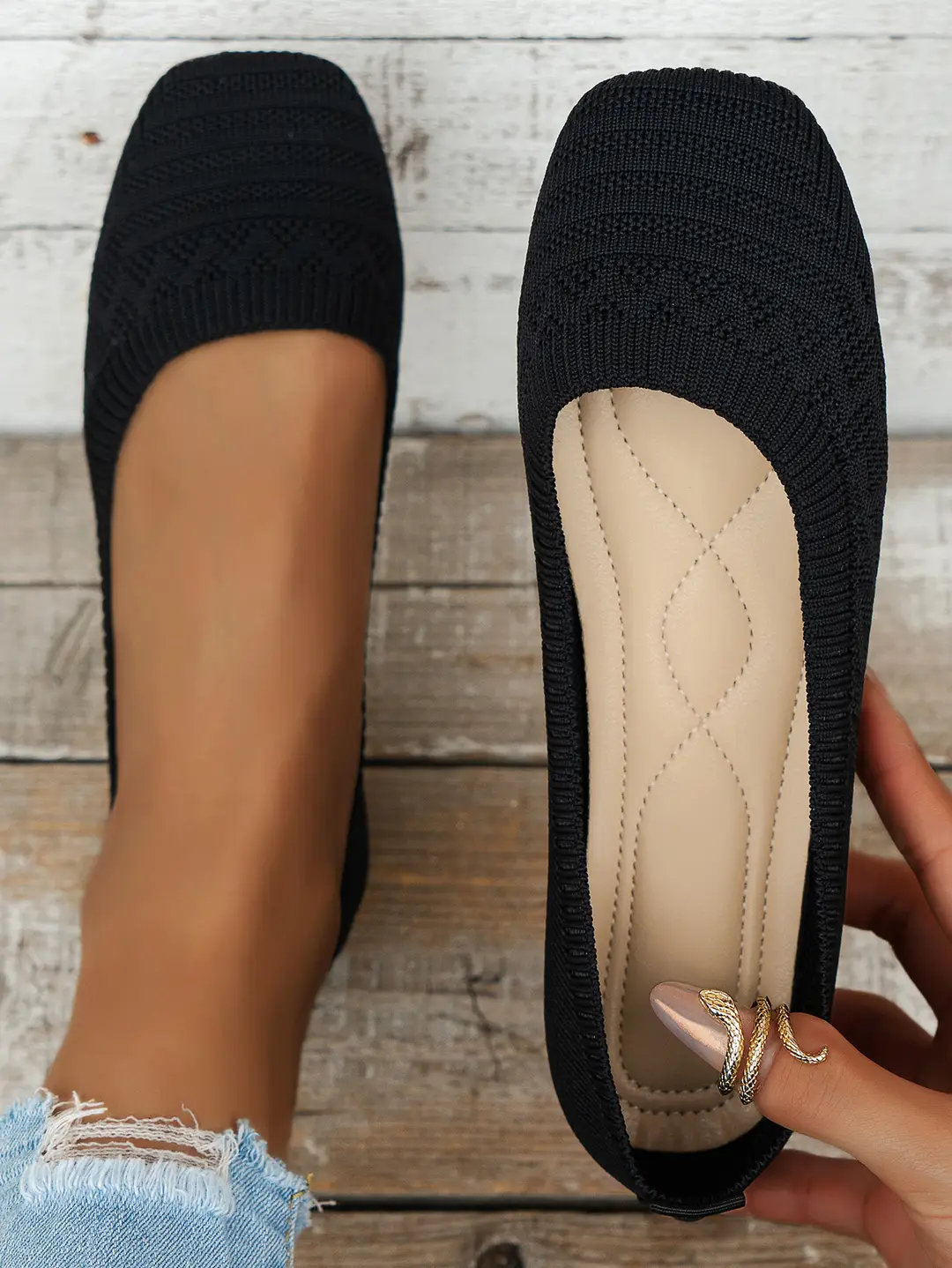 Versatile 2025 Summer Casual Comfortable High-Heeled Slip-On Breathable Fly-Knit Soft-Soled Shoes — feature 1