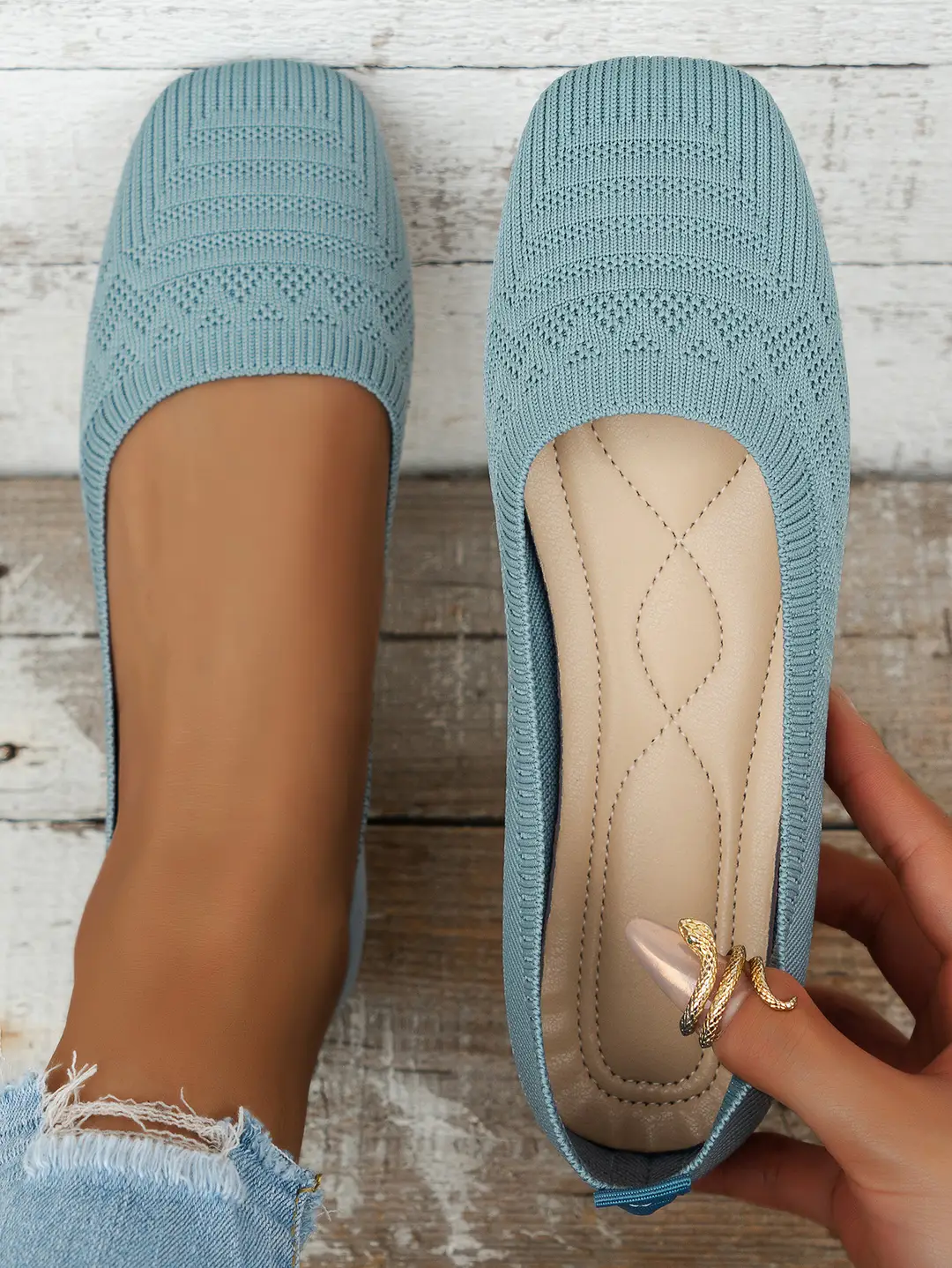 Versatile 2025 Summer Casual Comfortable High-Heeled Slip-On Breathable Fly-Knit Soft-Soled Shoes — feature 9