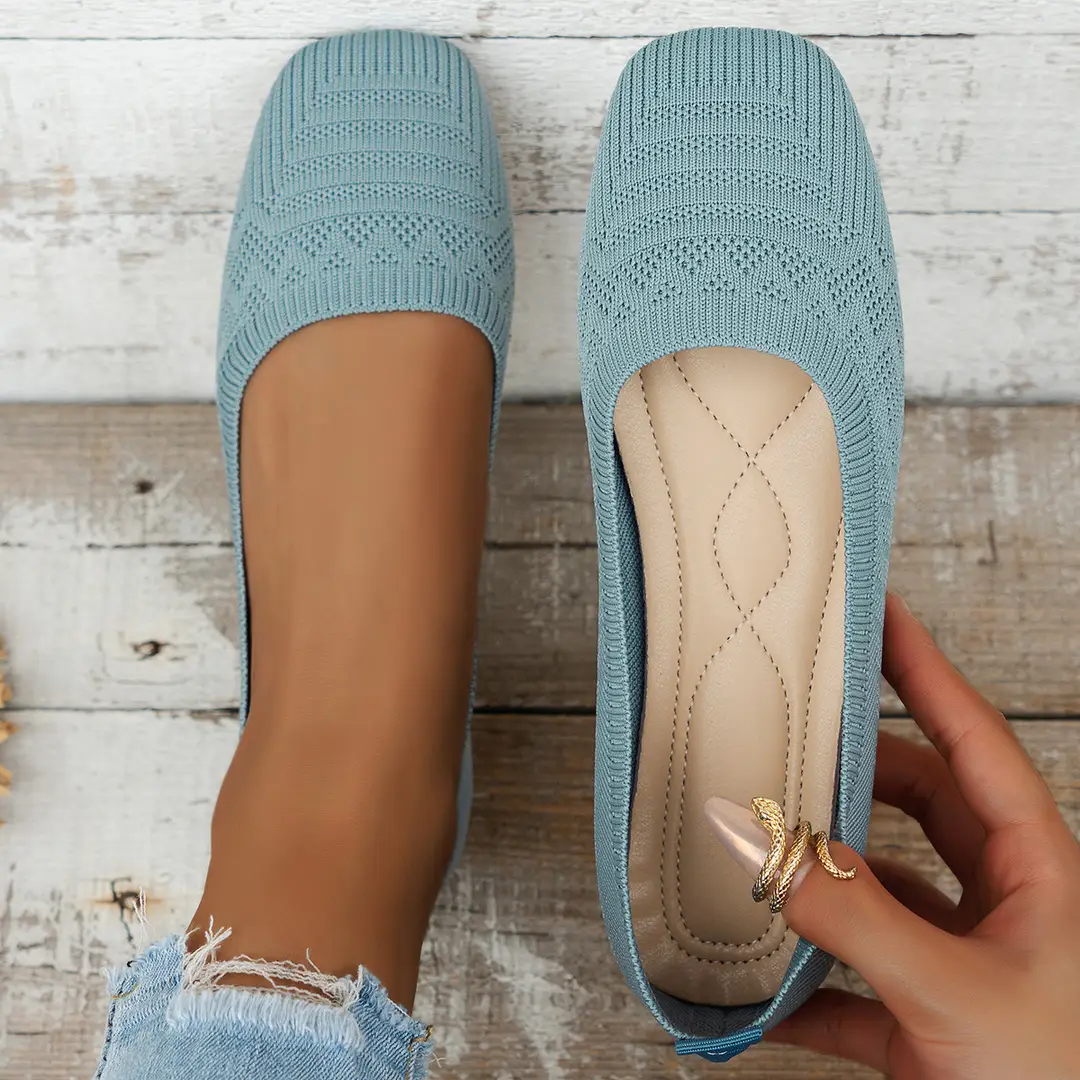 Versatile 2025 Summer Casual Comfortable High-Heeled Slip-On Breathable Fly-Knit Soft-Soled Shoes - Image 4