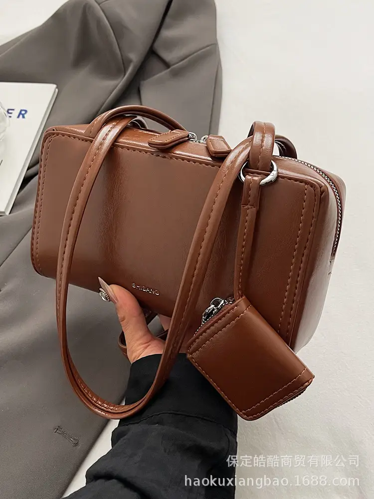 Women's Retro Satchel Shoulder Bag Brown Leather 2025 - Image 8
