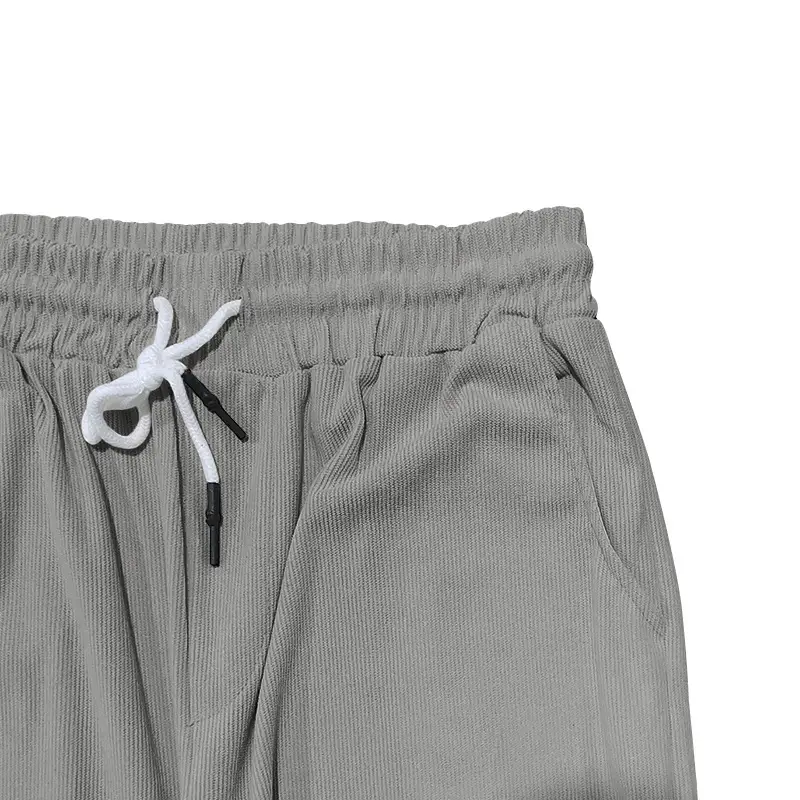 Men Grey Loose Straight Corduroy Pants American Oversize — feature 21