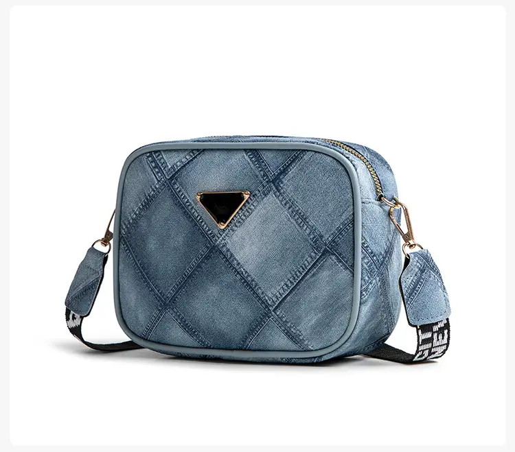 Black Rhombus Denim Grain Shoulder Bag — feature 11