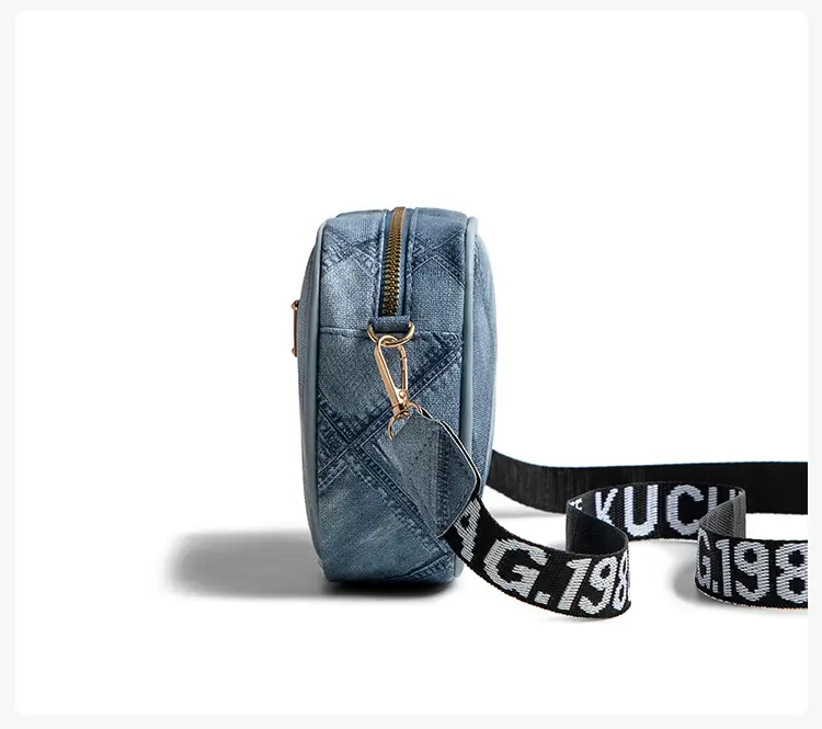 Black Rhombus Denim Grain Shoulder Bag — feature 12