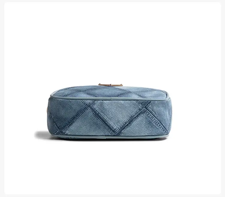 Black Rhombus Denim Grain Shoulder Bag — feature 14