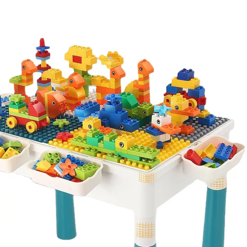 Multi-functional Large Assembled Educational Toy Baby Boy 3-6 Years Old Compatible with Lego Large Granules Children's Building Blocks Table