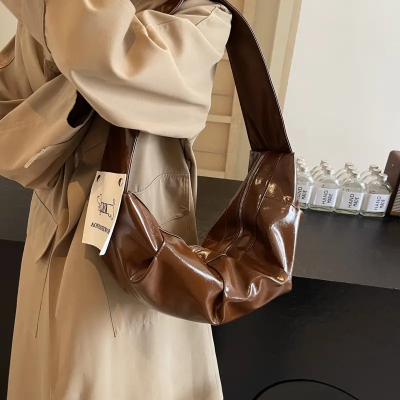 Vintage Crossbody Bag Women's Niche High-end Underarm Bag 2024 New Fashionable Large Capacity Dumpling Bag Shoulder Hornbag - Image 7