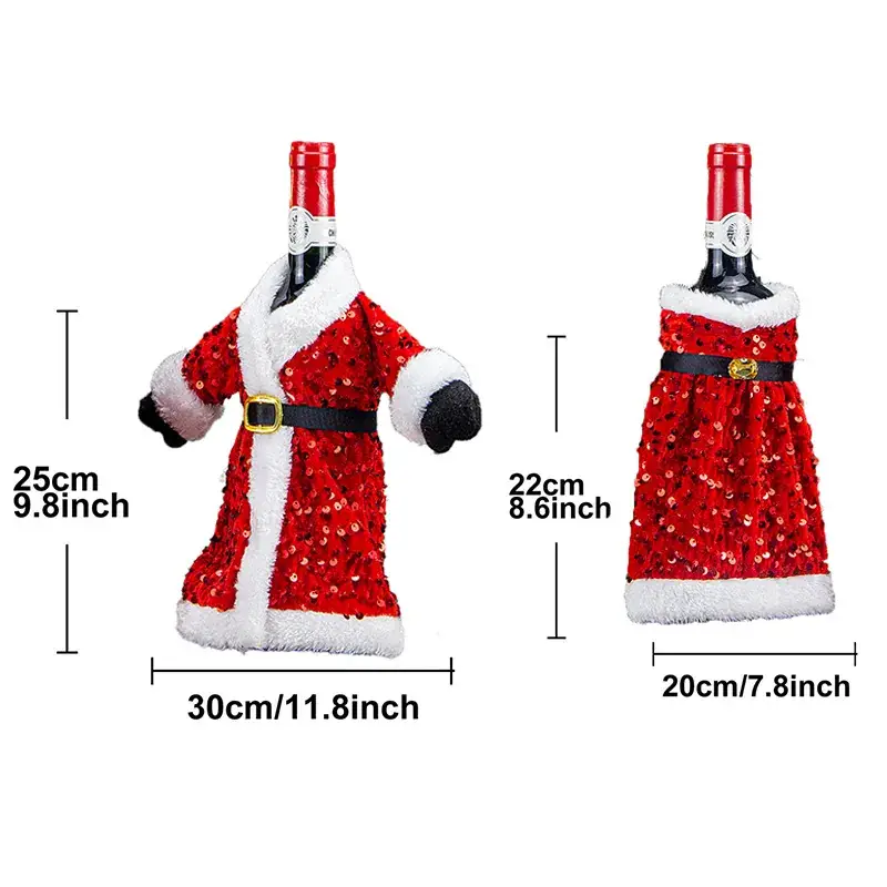 Cross-Country Christmas Wine Bottle Set with Sequins & Plush Fur - Image 9